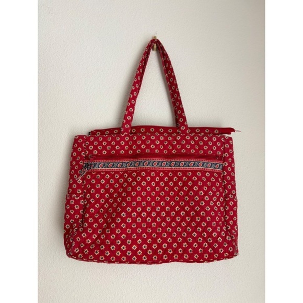 Vintage Vera Bradley Quilted‎ Red Floral Tote Bag